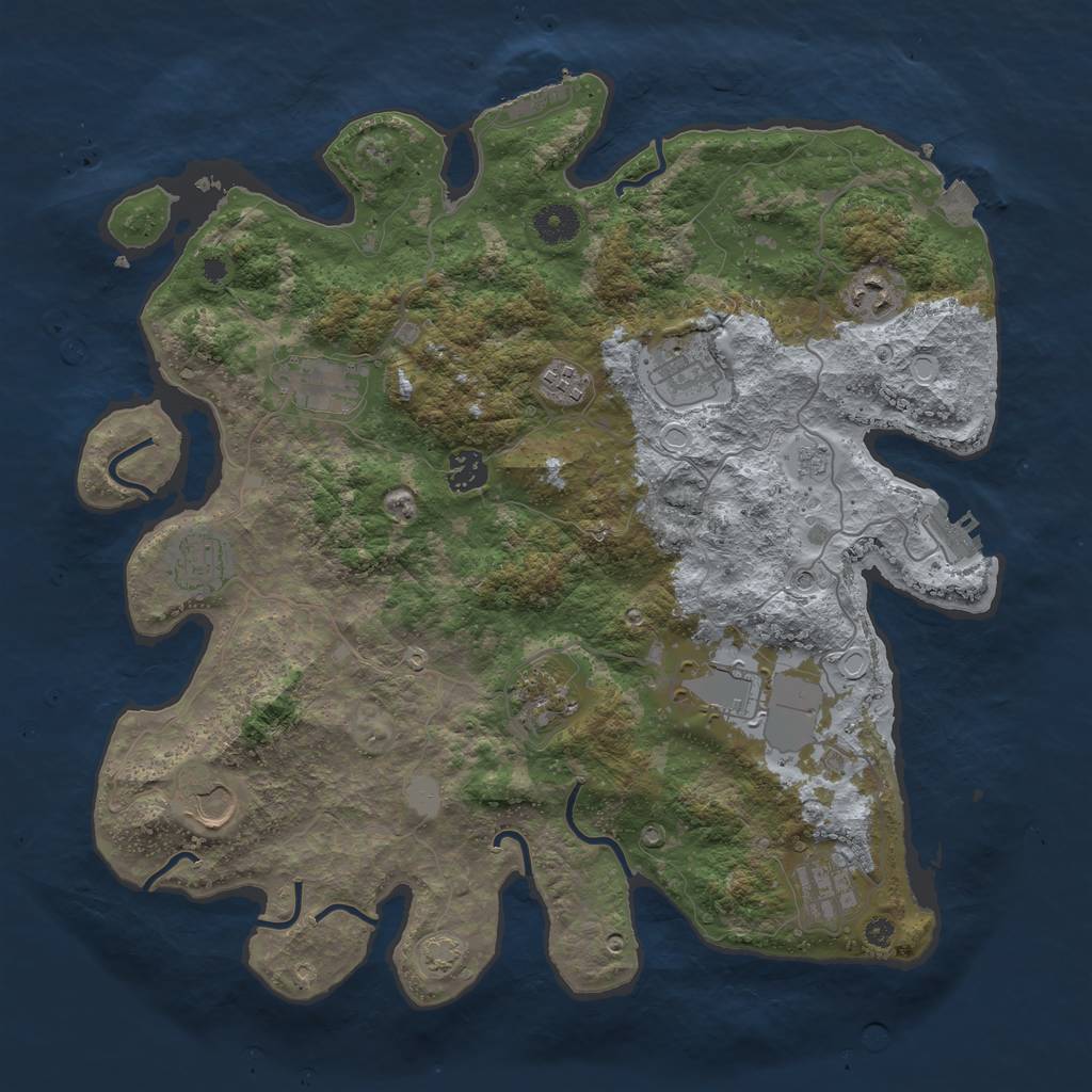 Rust Map: Procedural Map, Size: 3850, Seed: 16093631, 18 Monuments