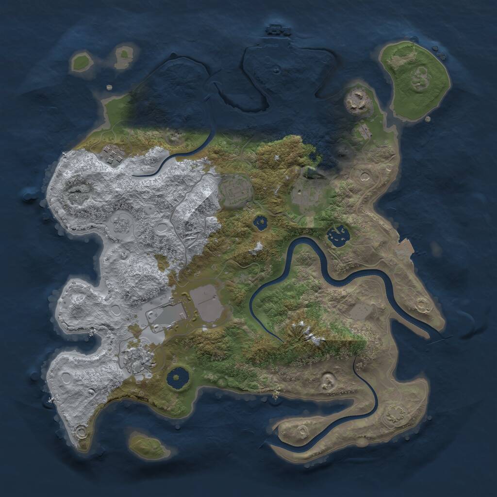 Rust Map: Procedural Map, Size: 3500, Seed: 25120, 12 Monuments