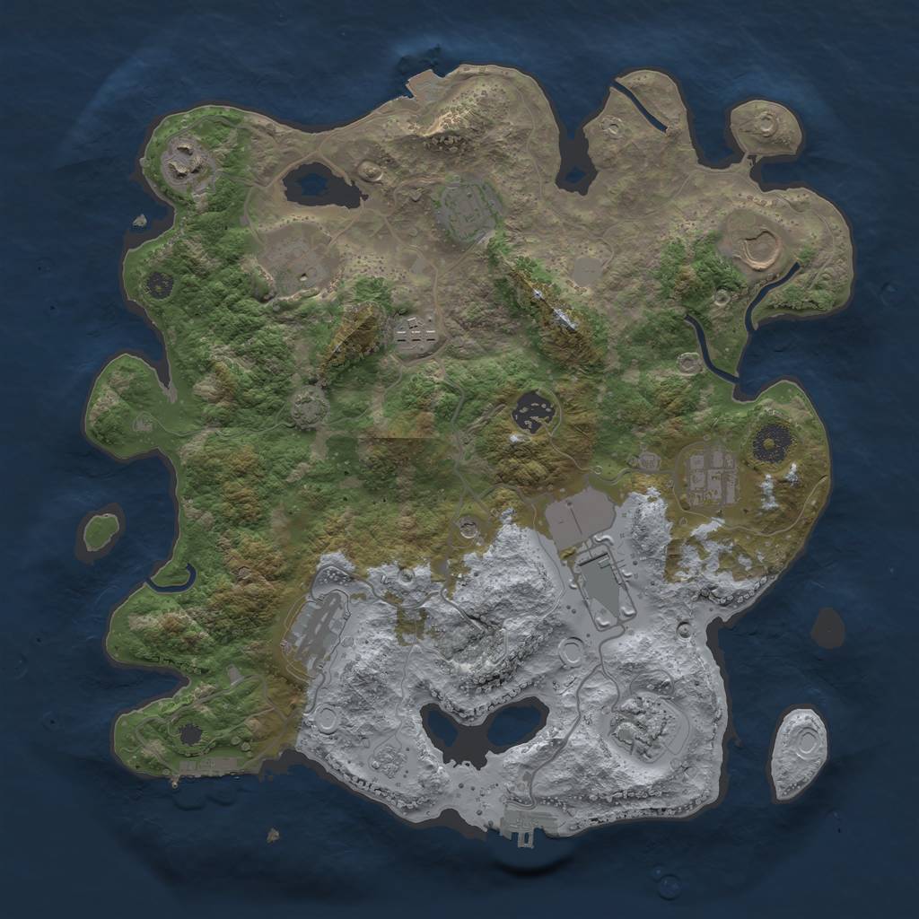 Rust Map: Procedural Map, Size: 3500, Seed: 2000491685, 18 Monuments