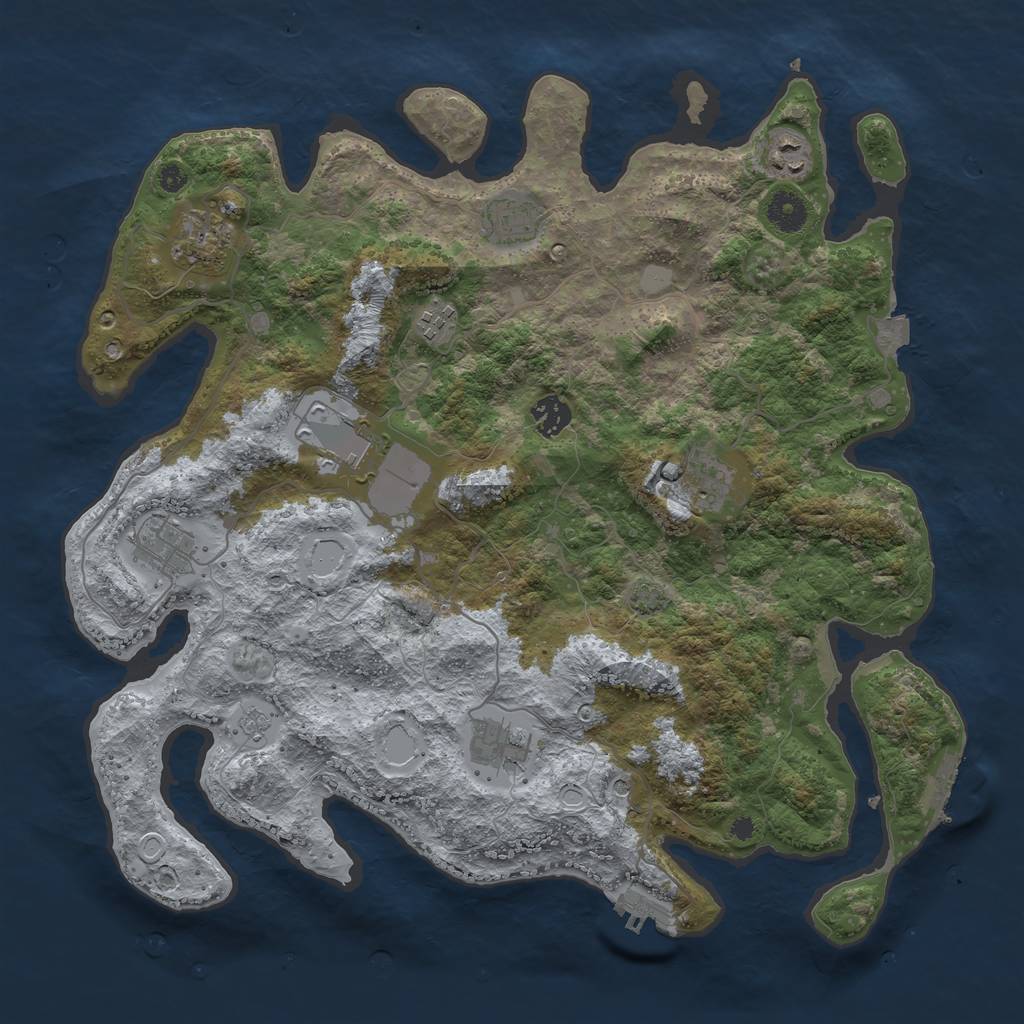 Rust Map: Procedural Map, Size: 3900, Seed: 4675, 17 Monuments
