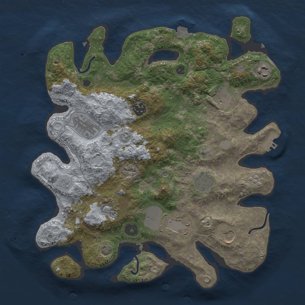 Rust Map: Procedural Map, Size: 3500, Seed: 864790121, 16 Monuments