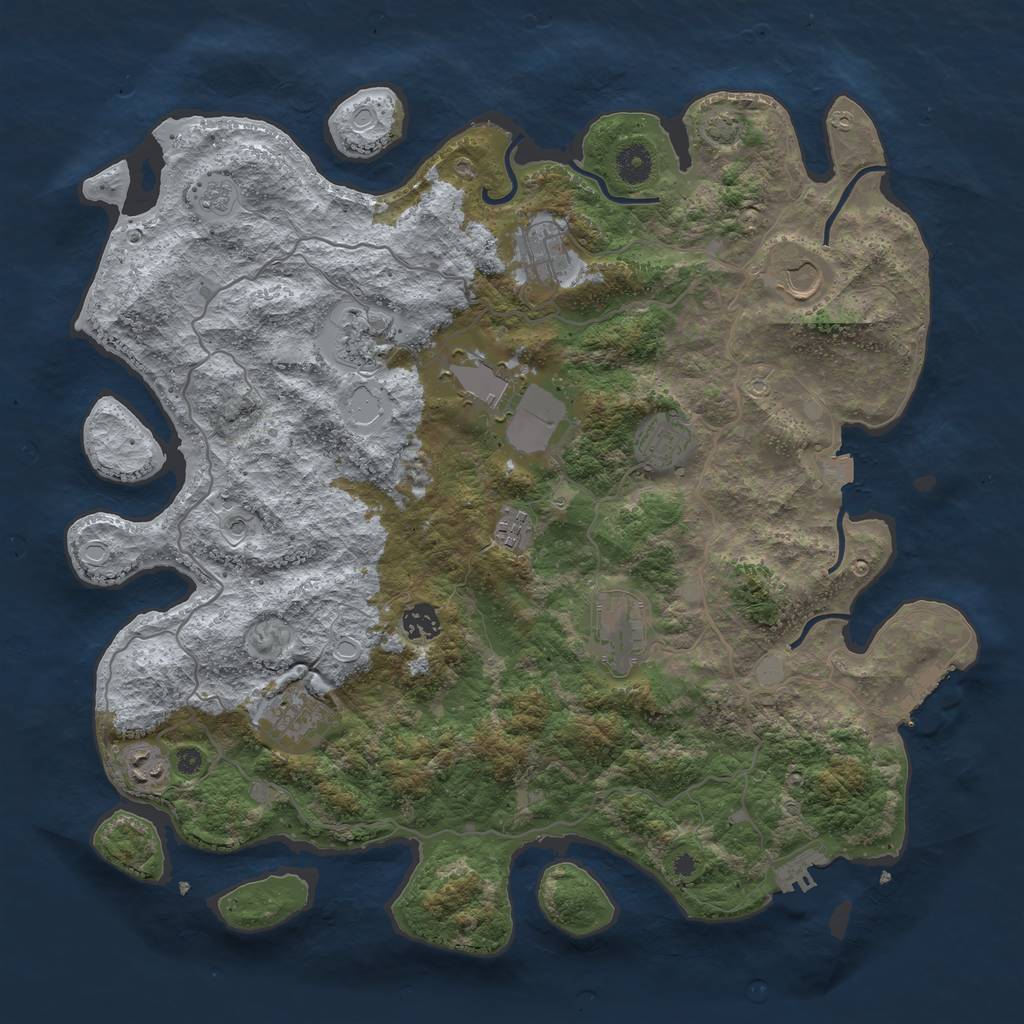 Rust Map: Procedural Map, Size: 4096, Seed: 33226644, 18 Monuments