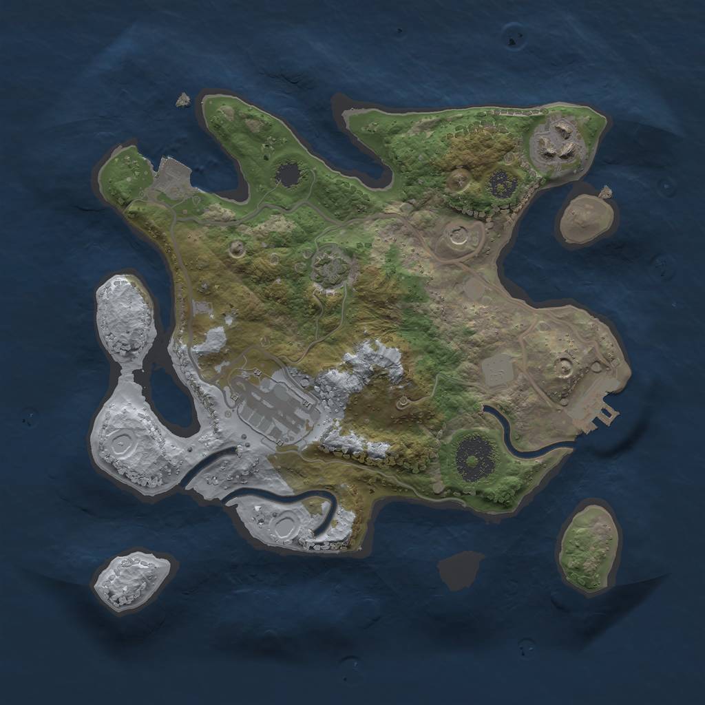 Rust Map: Procedural Map, Size: 2500, Seed: 1598577465, 8 Monuments