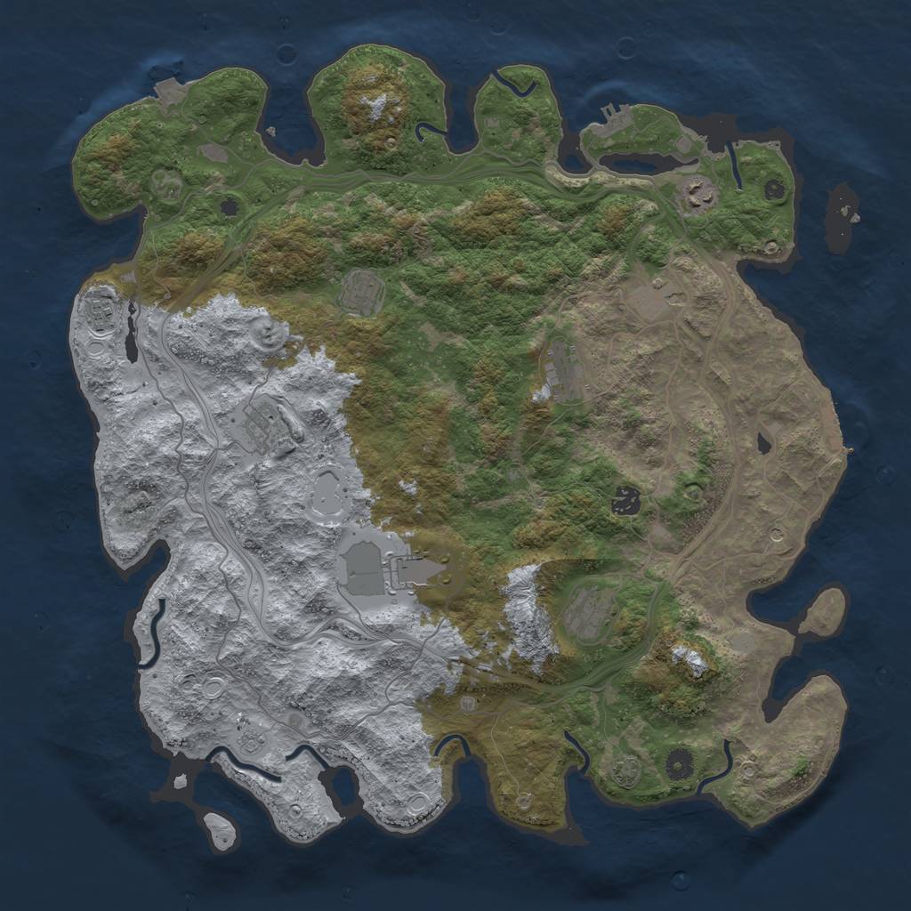 Rust Map: Procedural Map, Size: 4500, Seed: 759868370, 17 Monuments