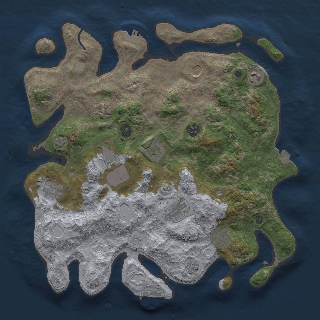 Rust Map: Procedural Map, Size: 3750, Seed: 7596324, 18 Monuments