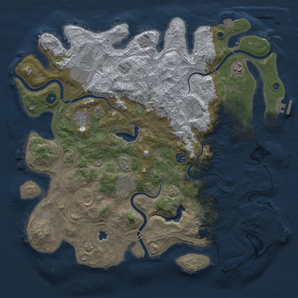 Rust Map: Procedural Map, Size: 4250, Seed: 254688, 14 Monuments