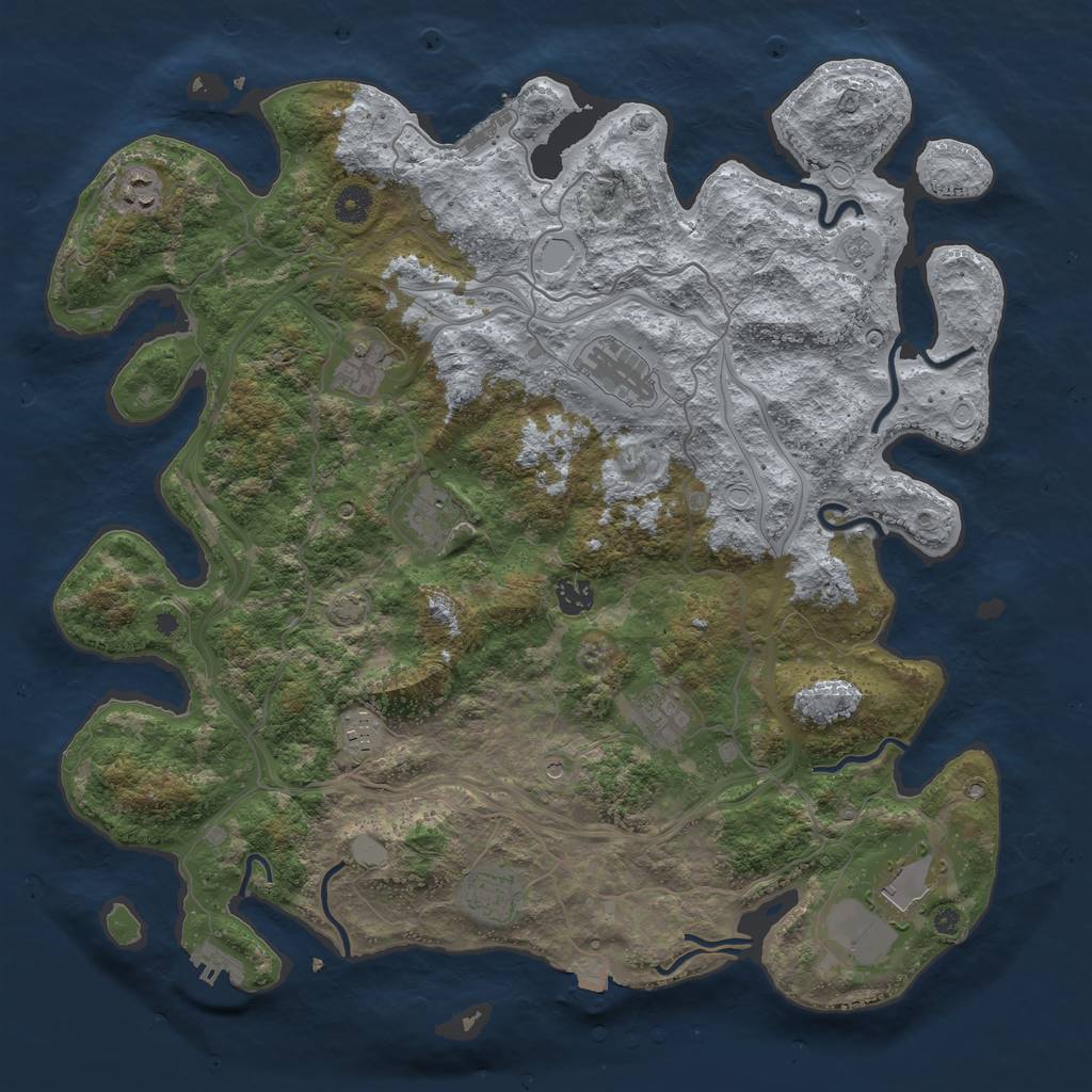 Rust Map: Procedural Map, Size: 4250, Seed: 32069, 17 Monuments