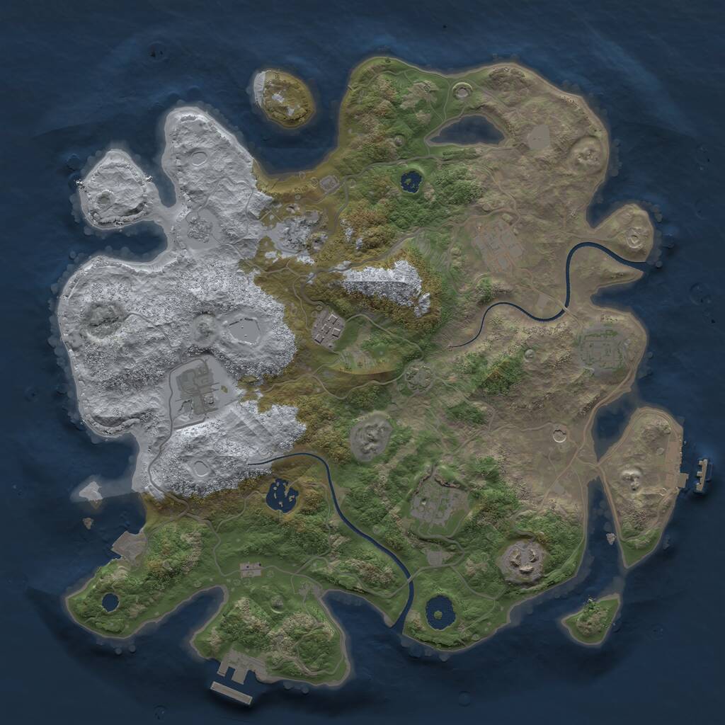 Rust Map: Procedural Map, Size: 3450, Seed: 91394697, 14 Monuments