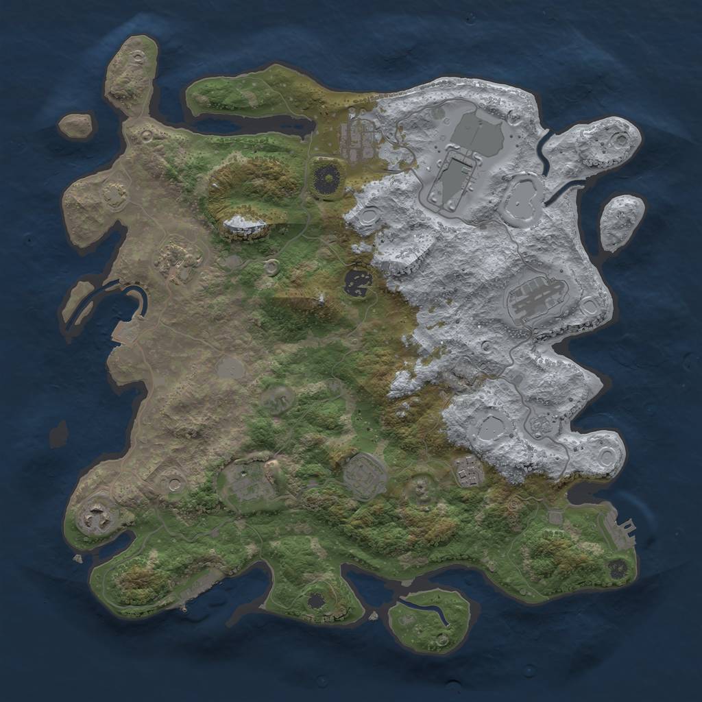 Rust Map: Procedural Map, Size: 3750, Seed: 11607257, 17 Monuments