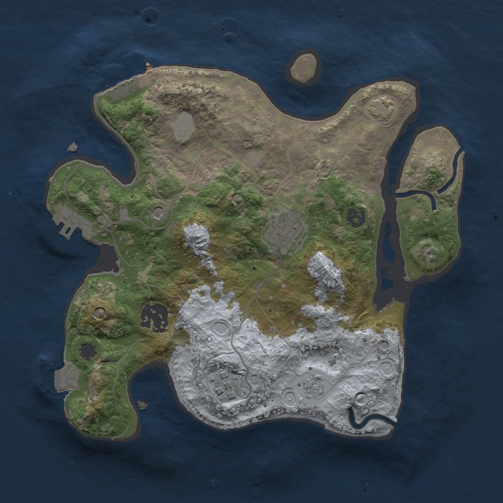 Rust Map: Procedural Map, Size: 2600, Seed: 317399594, 11 Monuments