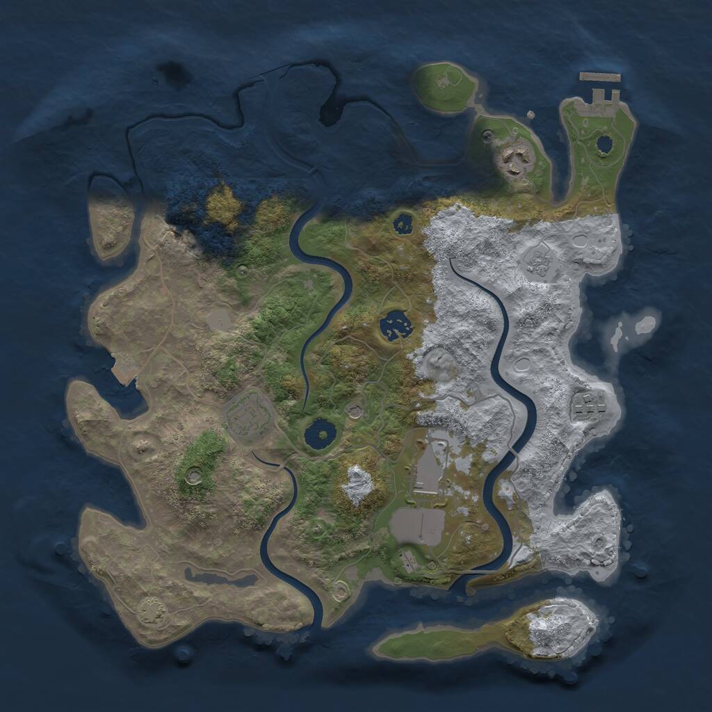 Rust Map: Procedural Map, Size: 3500, Seed: 1974602910, 10 Monuments
