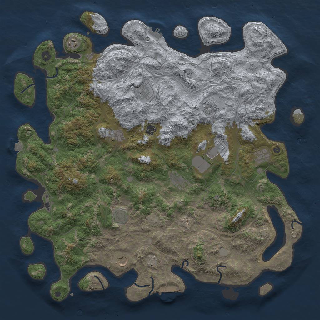 Rust Map: Procedural Map, Size: 4800, Seed: 1892855005, 19 Monuments