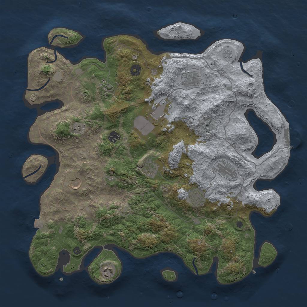 Rust Map: Procedural Map, Size: 4000, Seed: 12528553, 17 Monuments