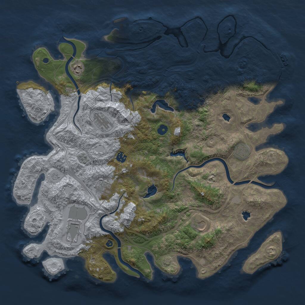Rust Map: Procedural Map, Size: 4500, Seed: 531655421, 14 Monuments