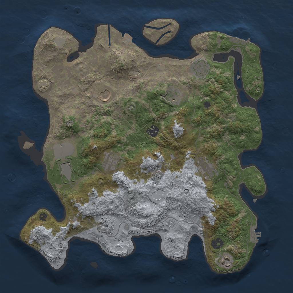 Rust Map: Procedural Map, Size: 3750, Seed: 49141961, 18 Monuments