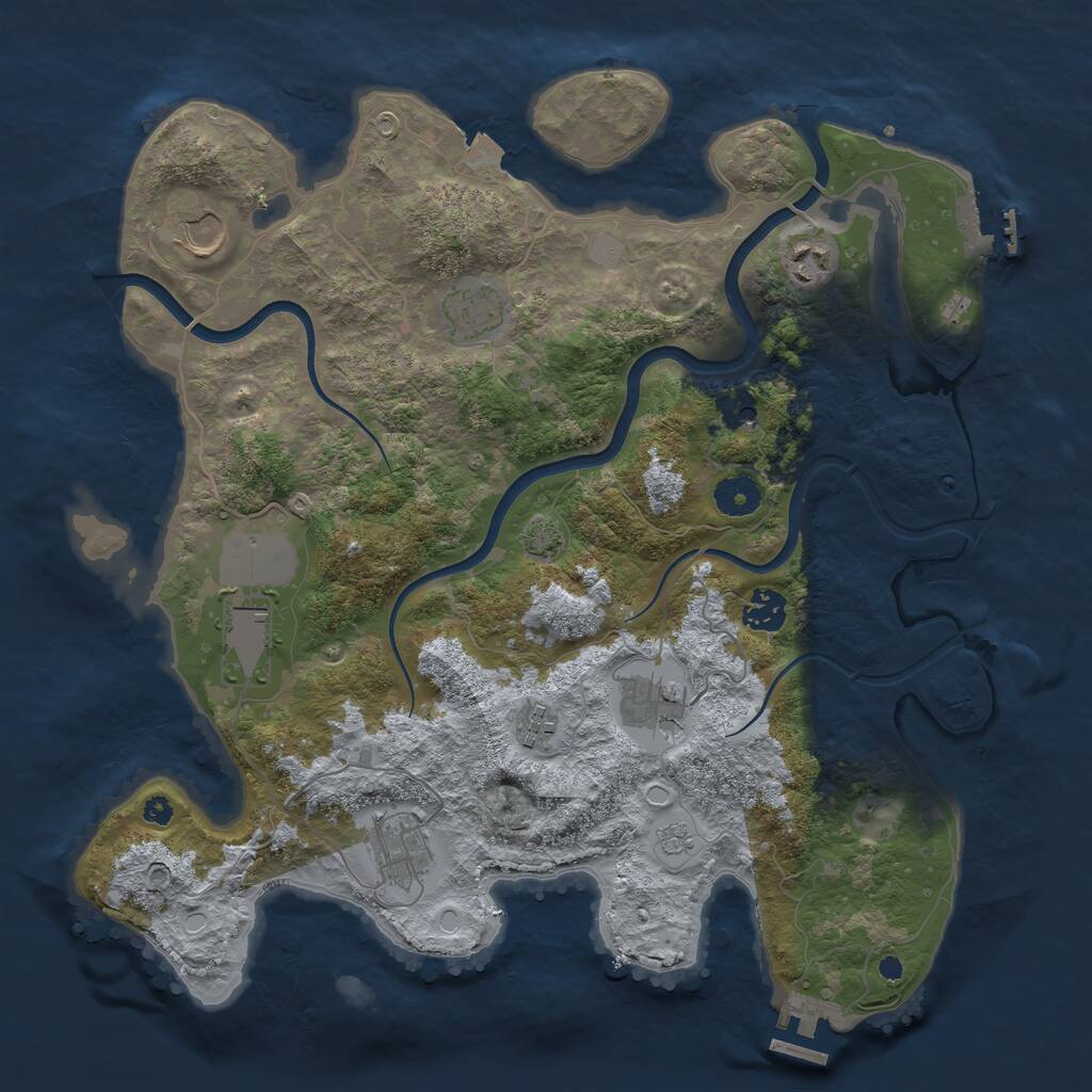 Rust Map: Procedural Map, Size: 3750, Seed: 49141961, 14 Monuments