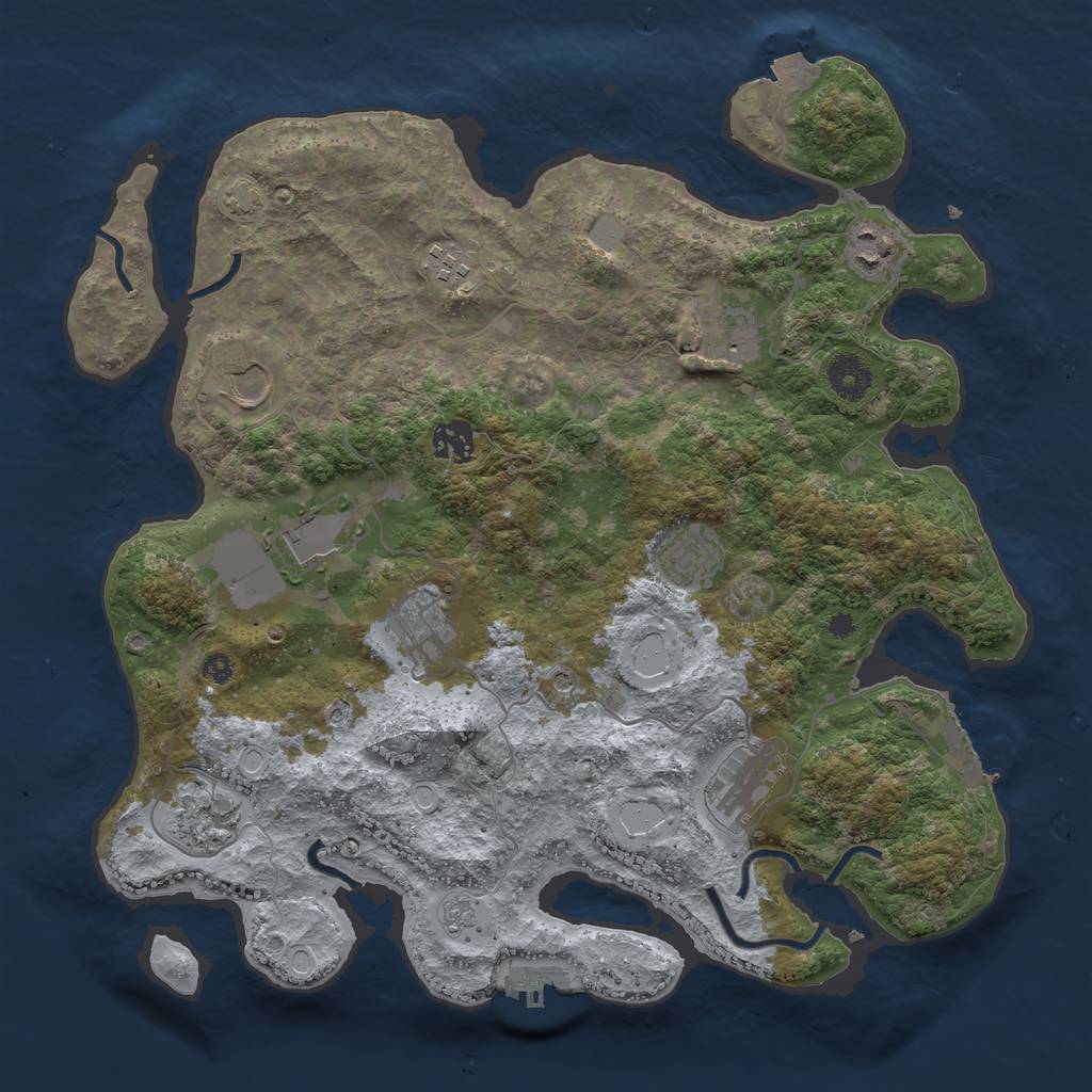 Rust Map: Procedural Map, Size: 3700, Seed: 77182377, 18 Monuments