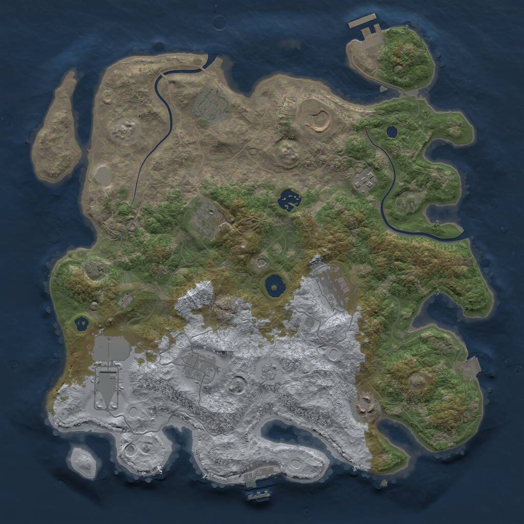 Rust Map: Procedural Map, Size: 3700, Seed: 77182377, 15 Monuments