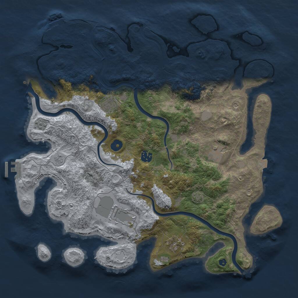 Rust Map: Procedural Map, Size: 3905, Seed: 4674, 12 Monuments
