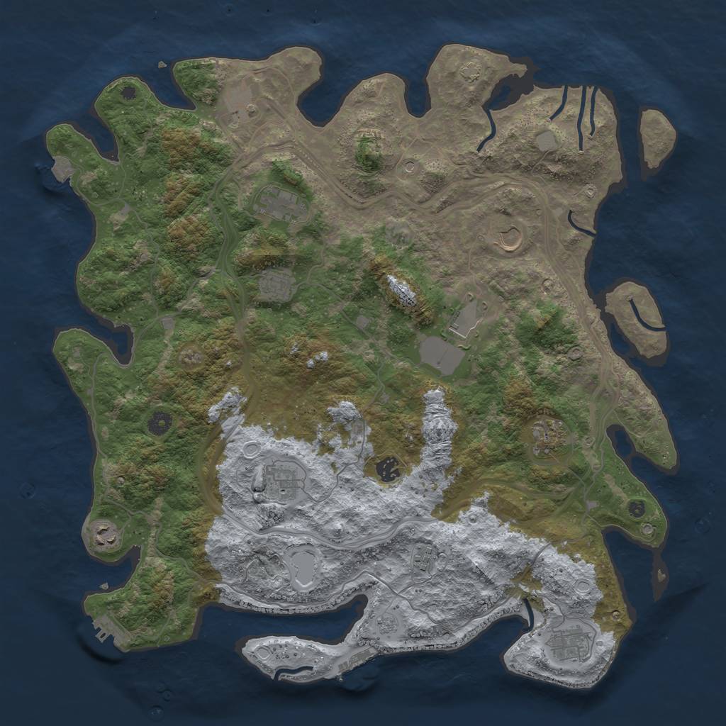 Rust Map: Procedural Map, Size: 4500, Seed: 146147957, 19 Monuments