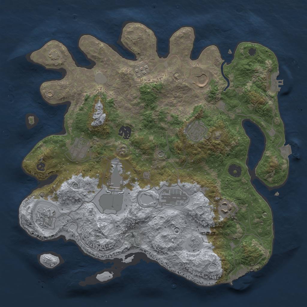 Rust Map: Procedural Map, Size: 3500, Seed: 1902297158, 17 Monuments