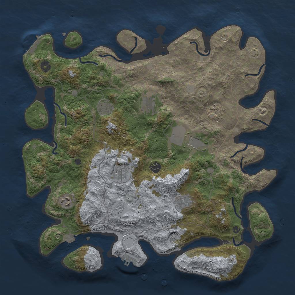 Rust Map: Procedural Map, Size: 4050, Seed: 785162063, 16 Monuments