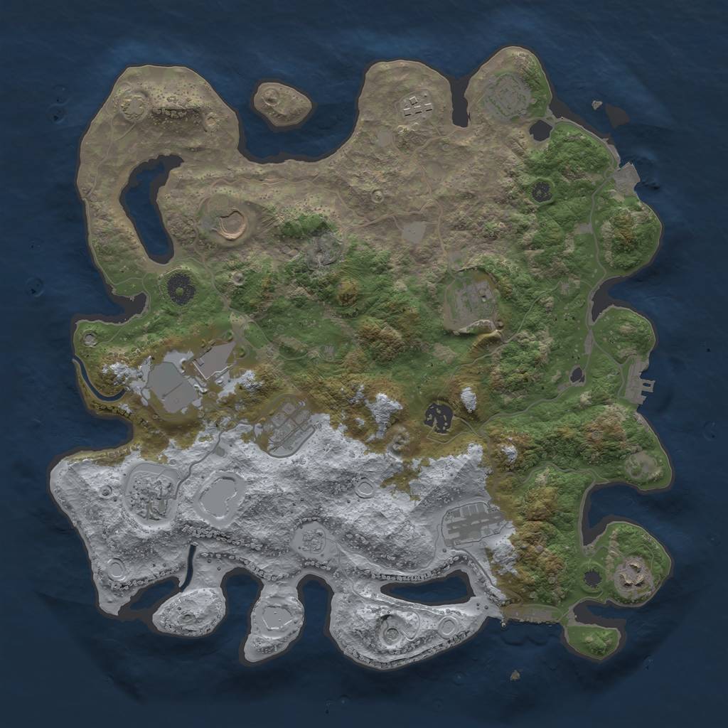 Rust Map: Procedural Map, Size: 3750, Seed: 11570827, 18 Monuments