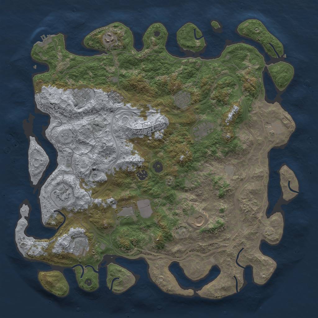 Rust Map: Procedural Map, Size: 4500, Seed: 810358720, 18 Monuments