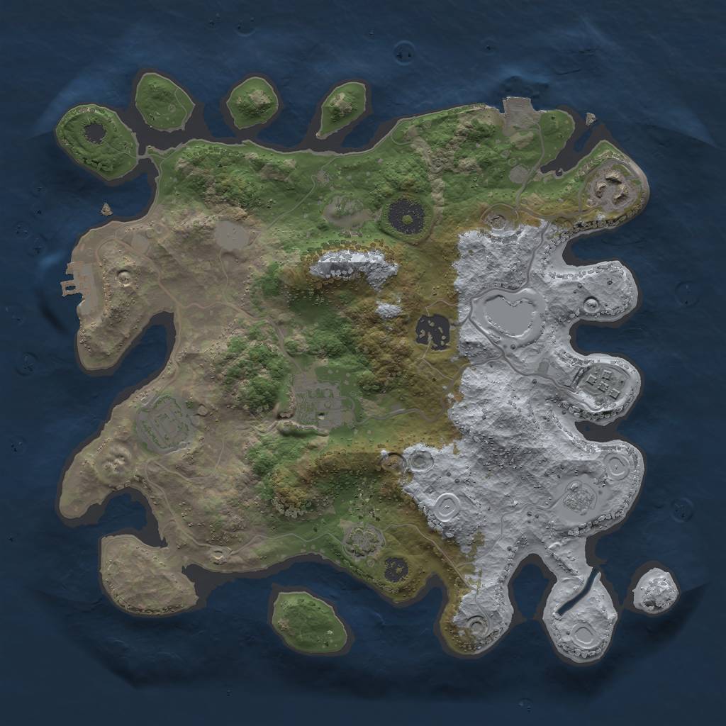 Rust Map: Procedural Map, Size: 3000, Seed: 1733256325, 12 Monuments