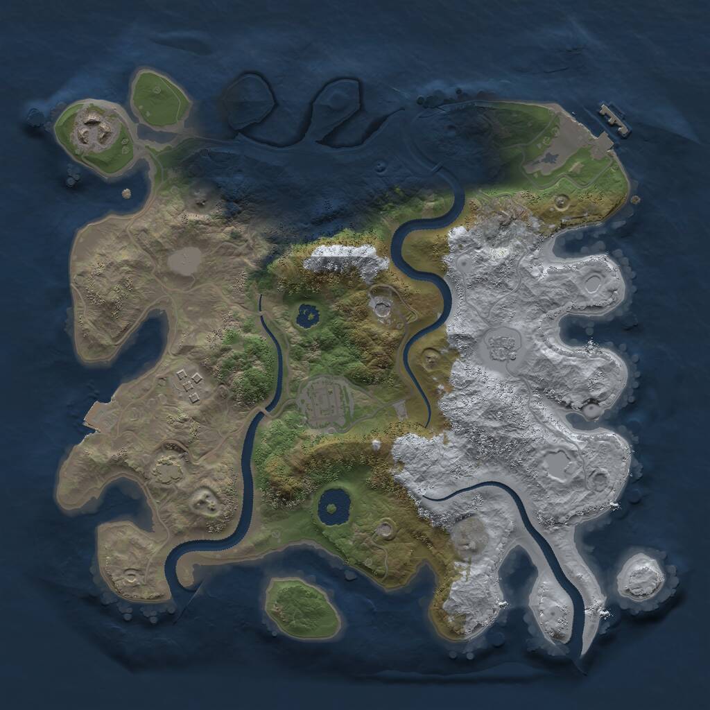 Rust Map: Procedural Map, Size: 3000, Seed: 1733256325, 8 Monuments