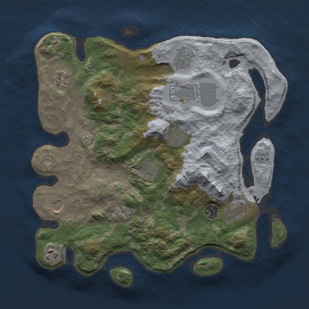 Rust Map: Barren, Size: 3500, Seed: 5346457, 14 Monuments