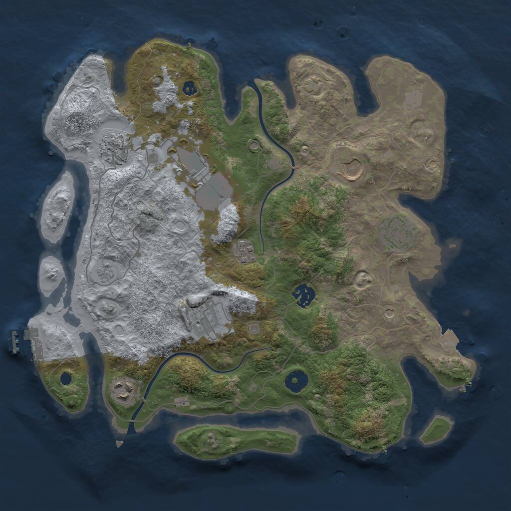 Rust Map: Procedural Map, Size: 3500, Seed: 1471095555, 13 Monuments