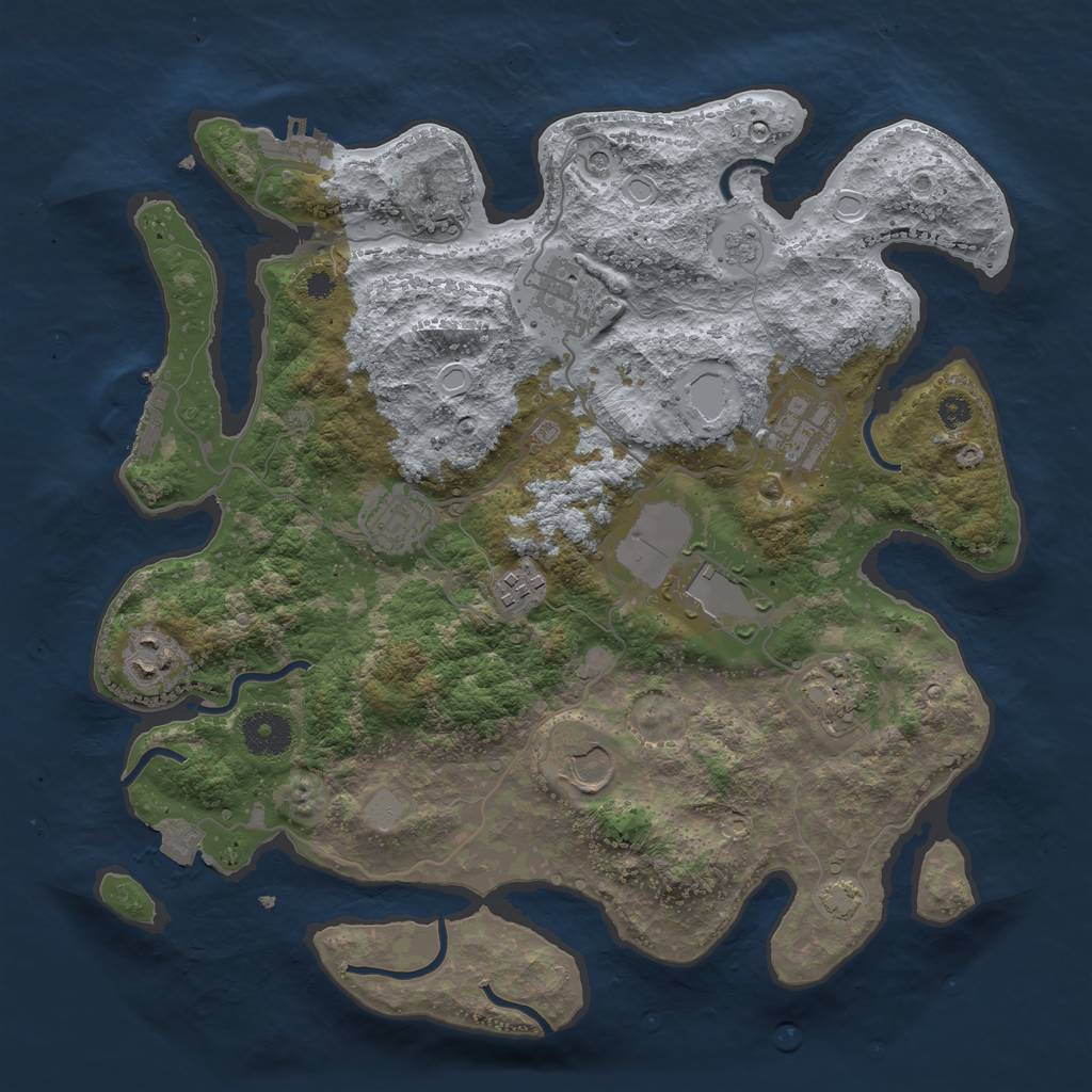 Rust Map: Procedural Map, Size: 3500, Seed: 1566180629, 16 Monuments