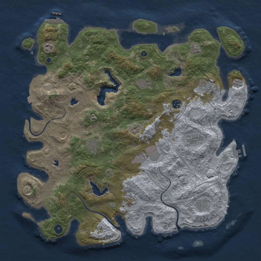 Rust Map: Procedural Map, Size: 4500, Seed: 1422091399, 17 Monuments