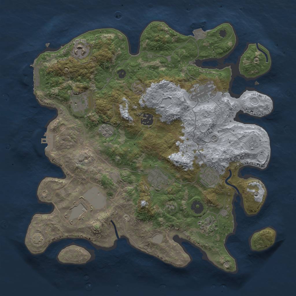 Rust Map: Procedural Map, Size: 3500, Seed: 725443123, 17 Monuments