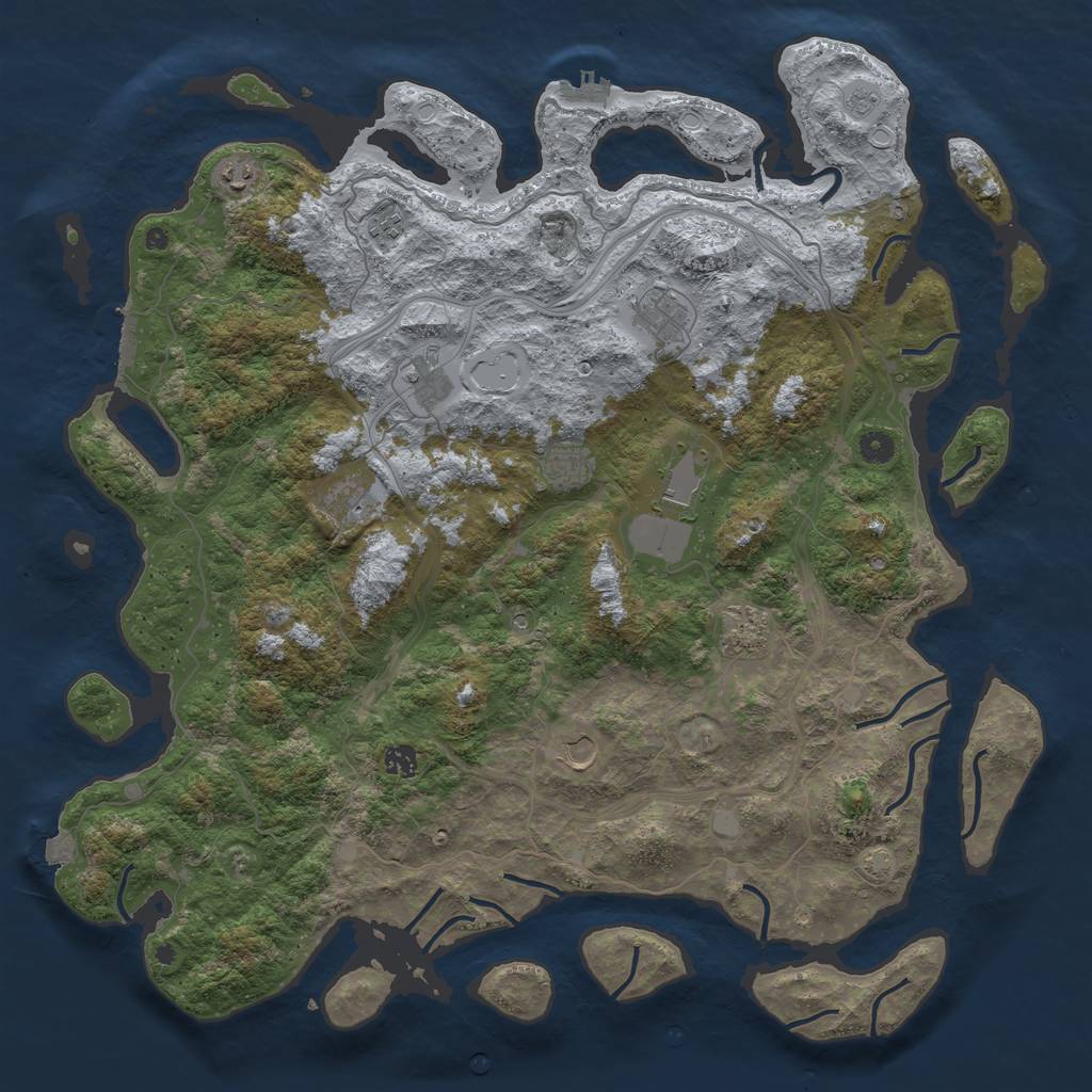 Rust Map: Procedural Map, Size: 4800, Seed: 1518647909, 18 Monuments