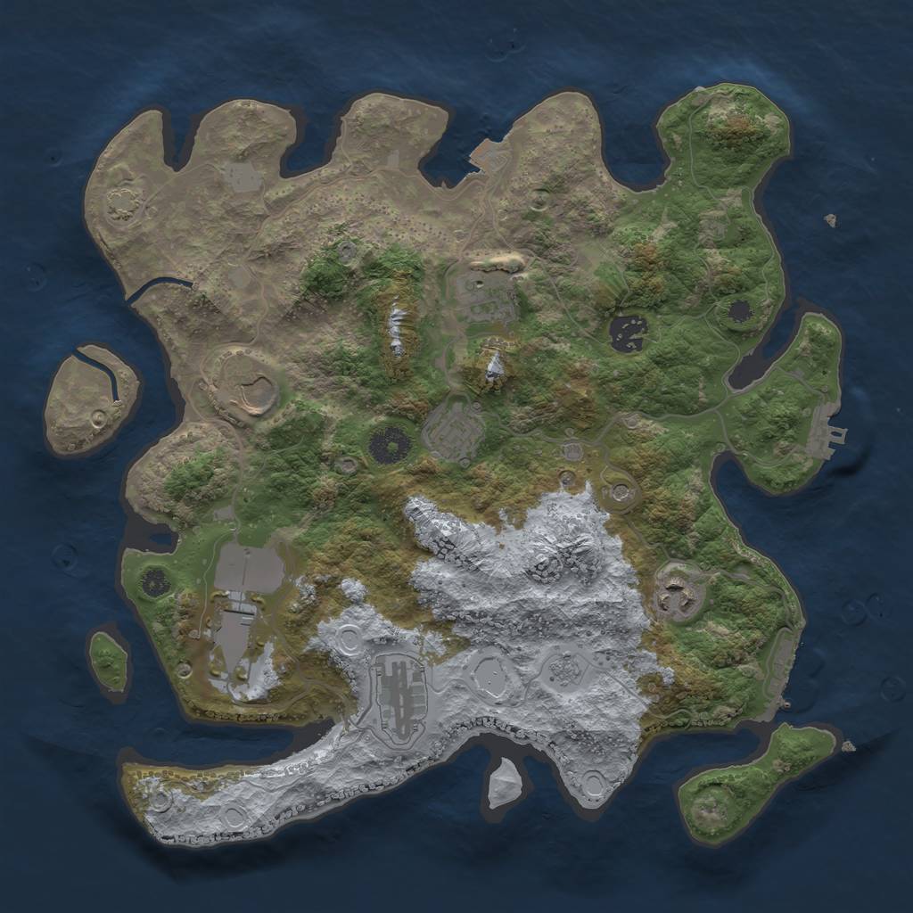 Rust Map: Procedural Map, Size: 3500, Seed: 1168379390, 15 Monuments
