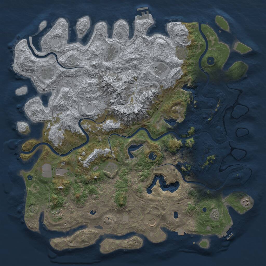 Rust Map: Procedural Map, Size: 5000, Seed: 63603526, 17 Monuments