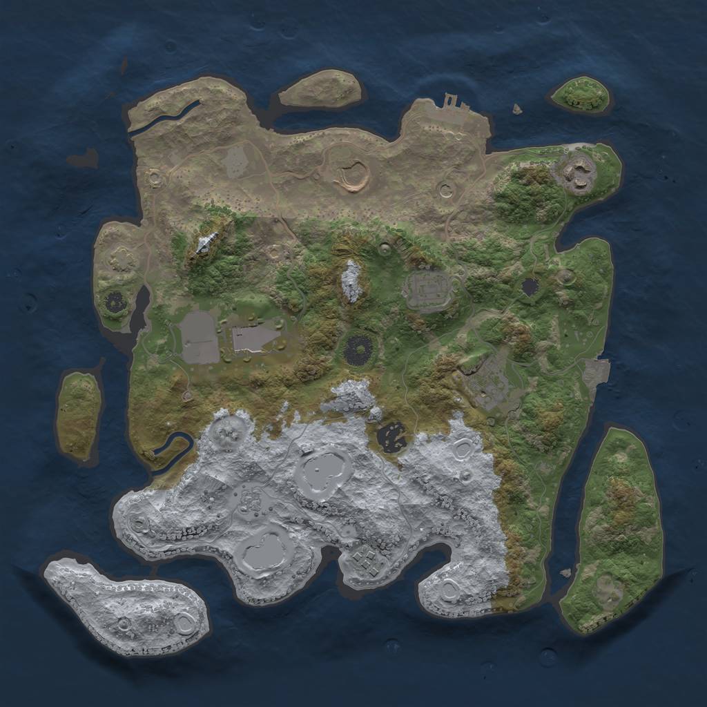 Rust Map: Procedural Map, Size: 3500, Seed: 2123427019, 14 Monuments