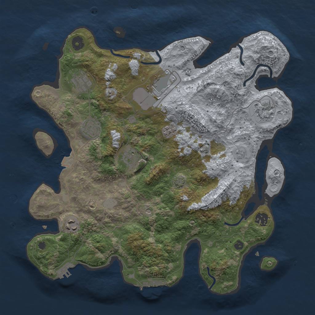 Rust Map: Procedural Map, Size: 3600, Seed: 79221747, 16 Monuments