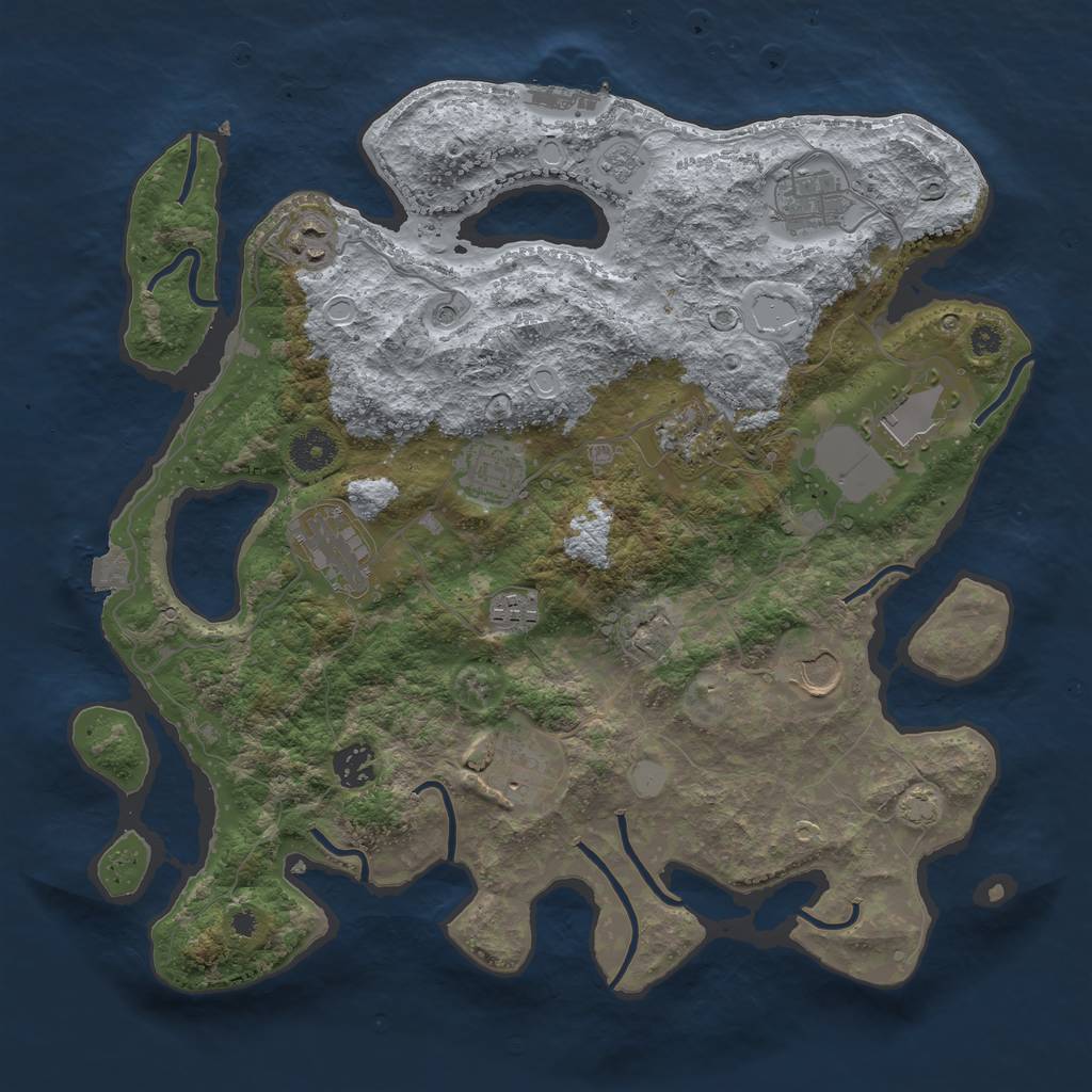 Rust Map: Procedural Map, Size: 3700, Seed: 804936234, 17 Monuments