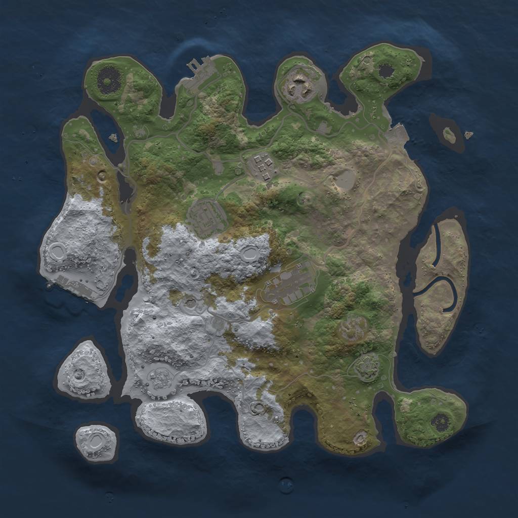 Rust Map: Procedural Map, Size: 3000, Seed: 911470957, 12 Monuments