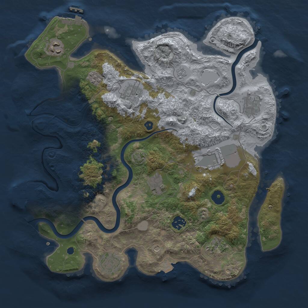 Rust Map: Procedural Map, Size: 3500, Seed: 397666094, 15 Monuments