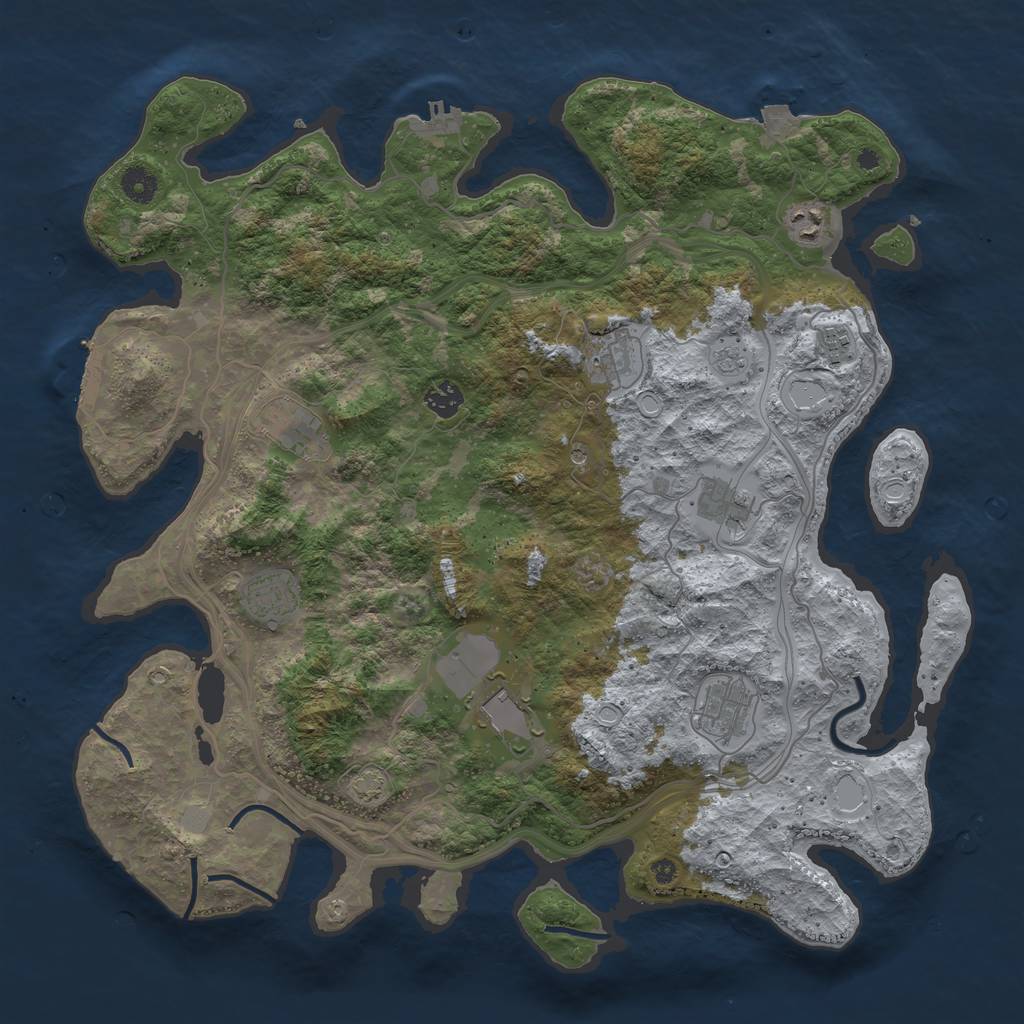 Rust Map: Procedural Map, Size: 4250, Seed: 101786498, 17 Monuments