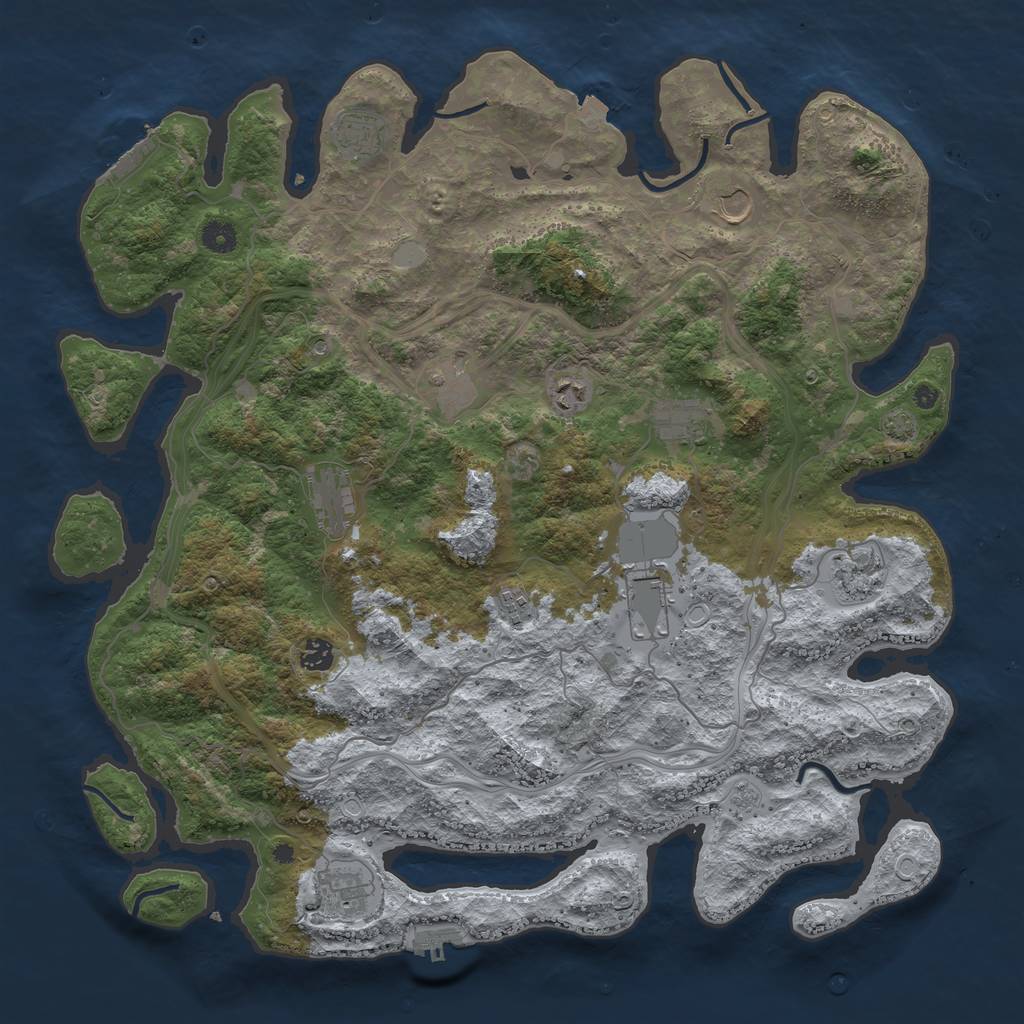 Rust Map: Procedural Map, Size: 4500, Seed: 1846725947, 19 Monuments