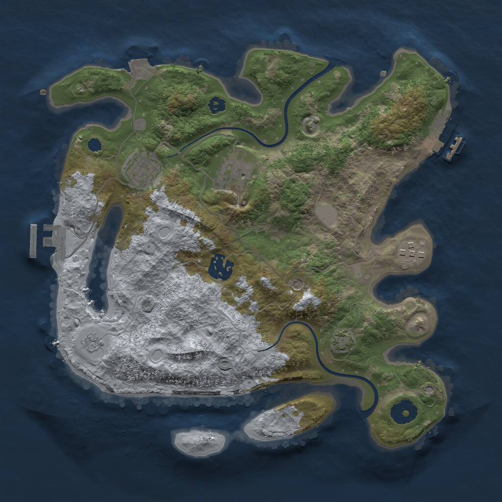 Rust Map: Procedural Map, Size: 3000, Seed: 1381226145, 10 Monuments