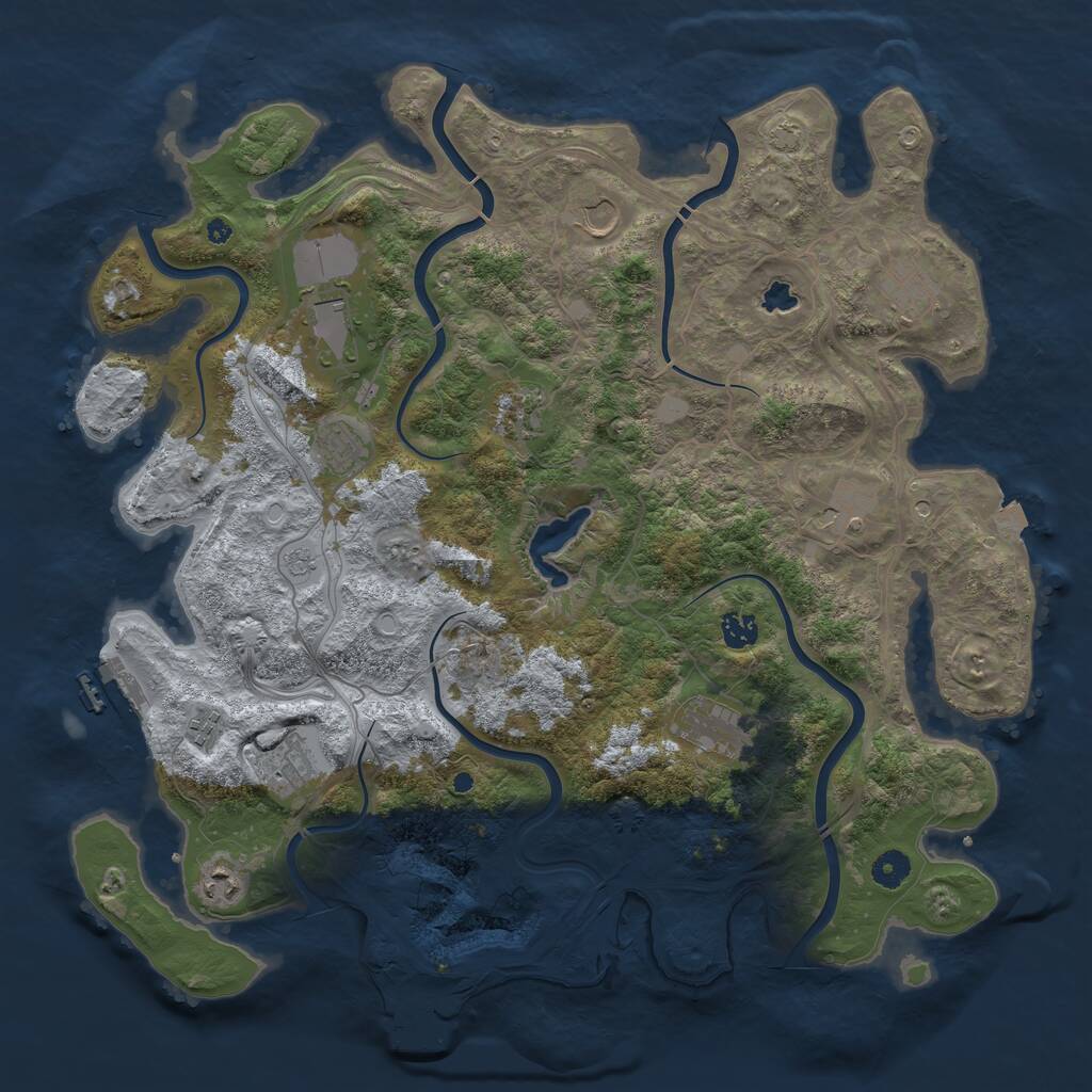 Rust Map: Procedural Map, Size: 4374, Seed: 1048035305, 17 Monuments