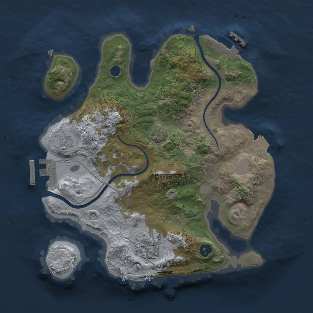 Rust Map: Procedural Map, Size: 2500, Seed: 1520034220, 6 Monuments