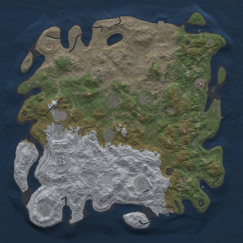 Rust Map: Procedural Map, Size: 4800, Seed: 507645075, 19 Monuments