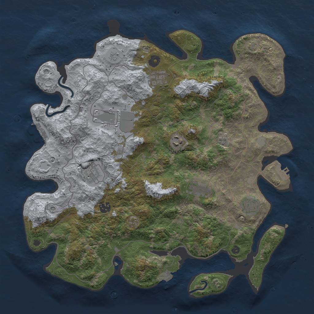 Rust Map: Procedural Map, Size: 4000, Seed: 3234214, 16 Monuments